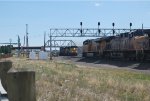 East Bound Stack Passing West Bound Freight